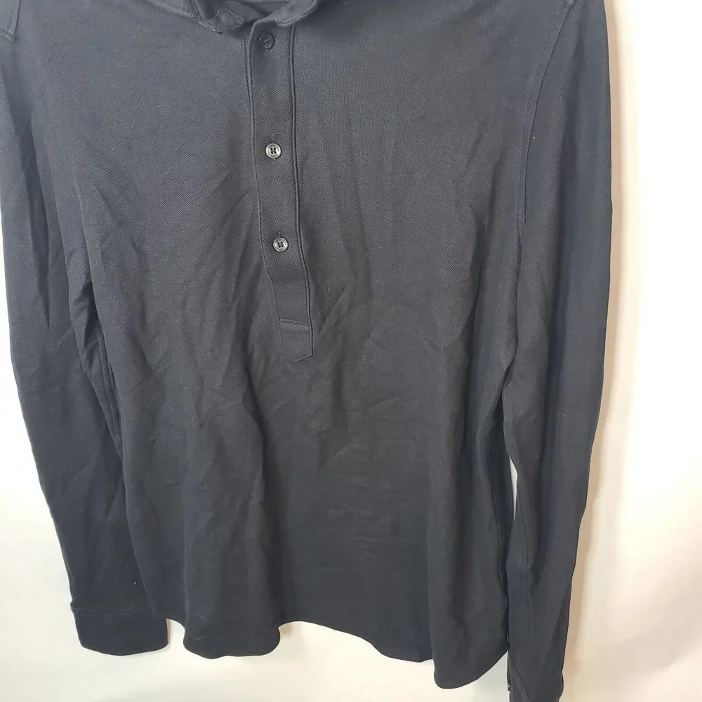 Murano Liquid Luxury Slim Fit Black Shirt Large Long‎ Sleeve Stretch Top Dressy